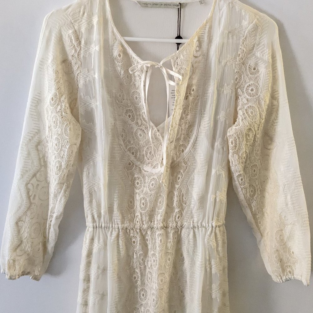 Twelfth Street by Cynthia Vincent Embroidered Silk Maxi Dress XS Petite